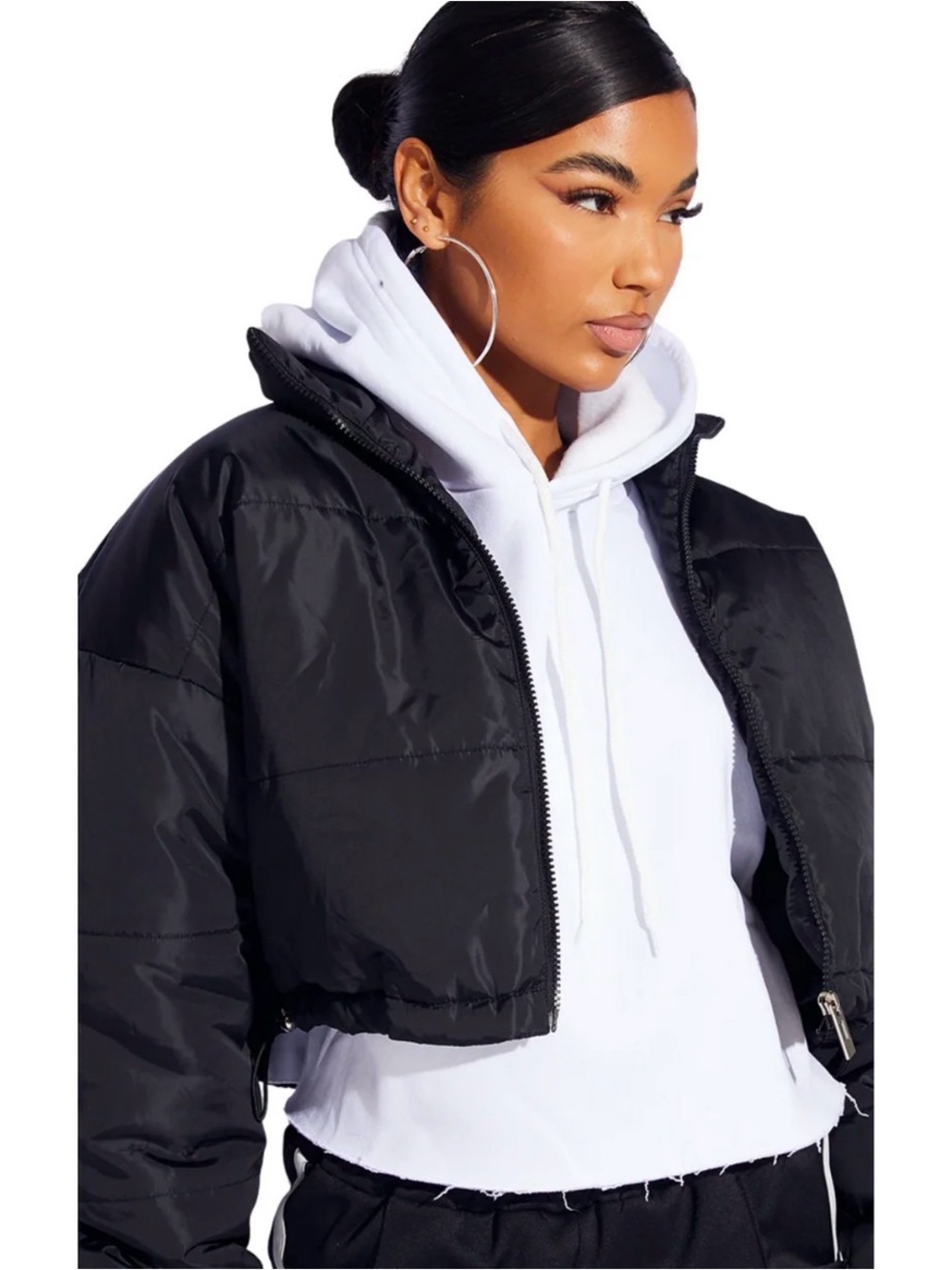 PrettyLittleThing Black Cropped Puffer Jacket 4
